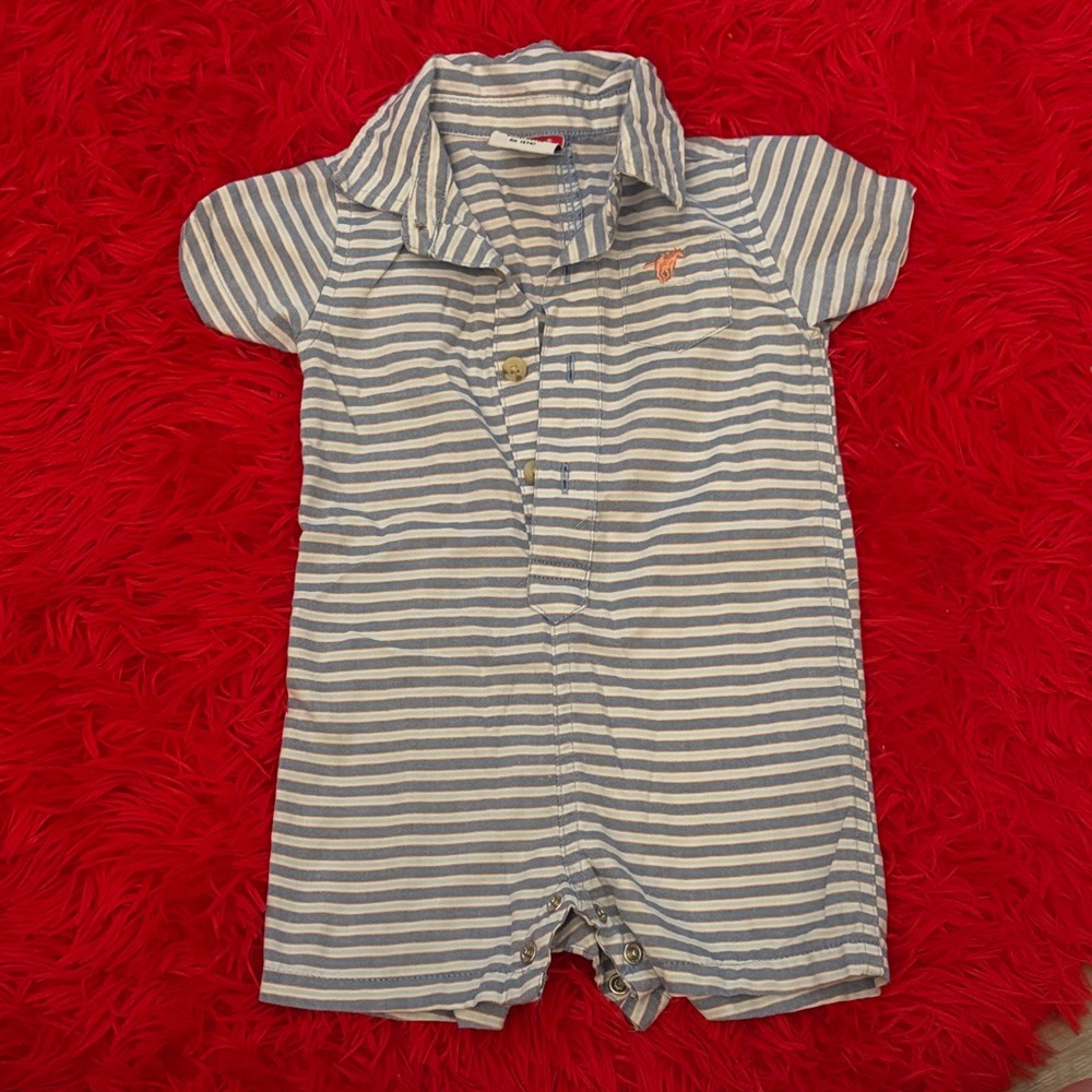 Wrangler Blue and White Striped Baby Romper